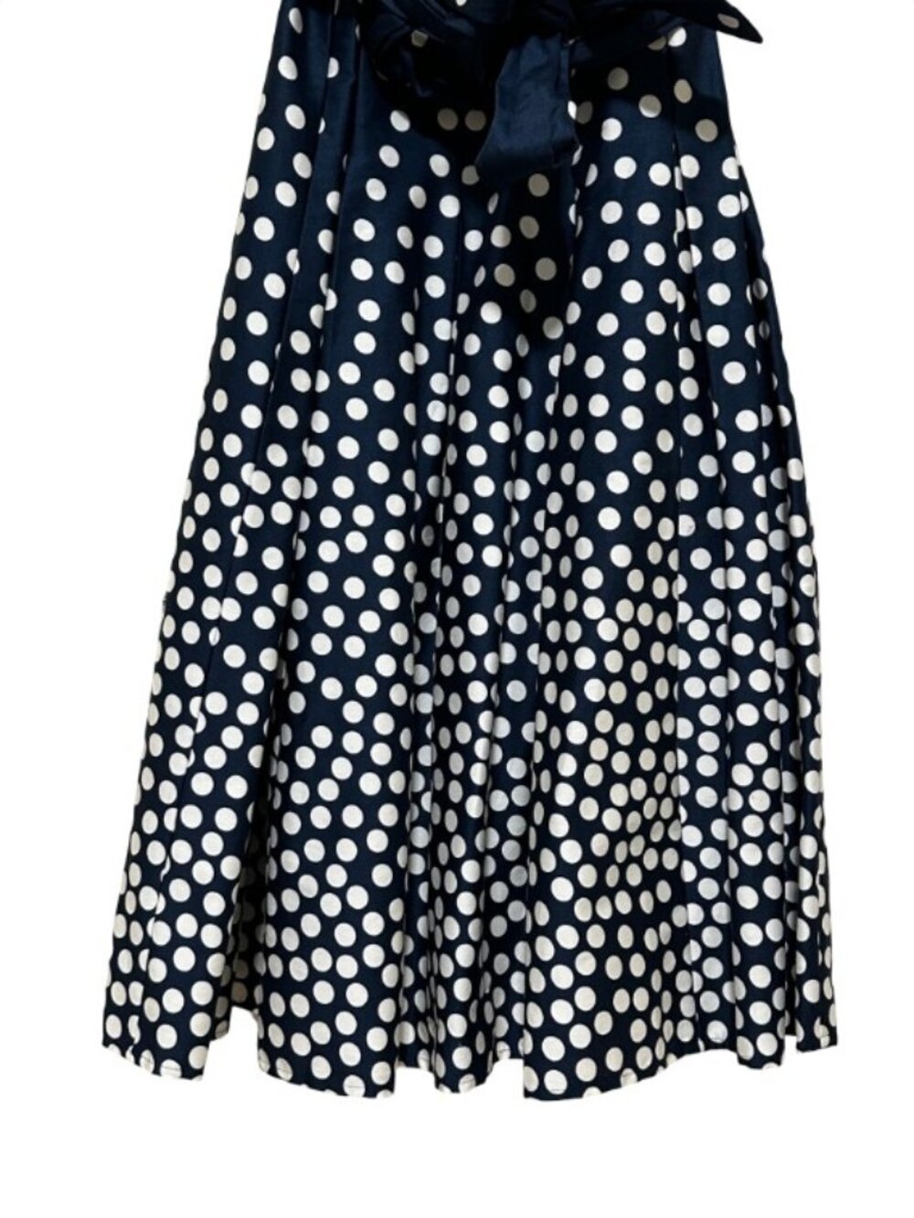 Anne Klein Navy Blue Polka Dot Faux Wrap Dress 6 - Picture 6 of 11